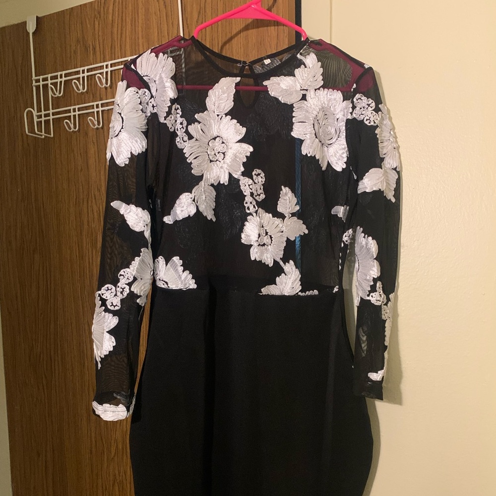 custom made black and white knee length dress in x-large